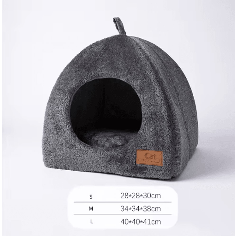 Triangle Cat Cave Bed Warm Enclosed Pet Nest For Deep Sleep Comfort 1