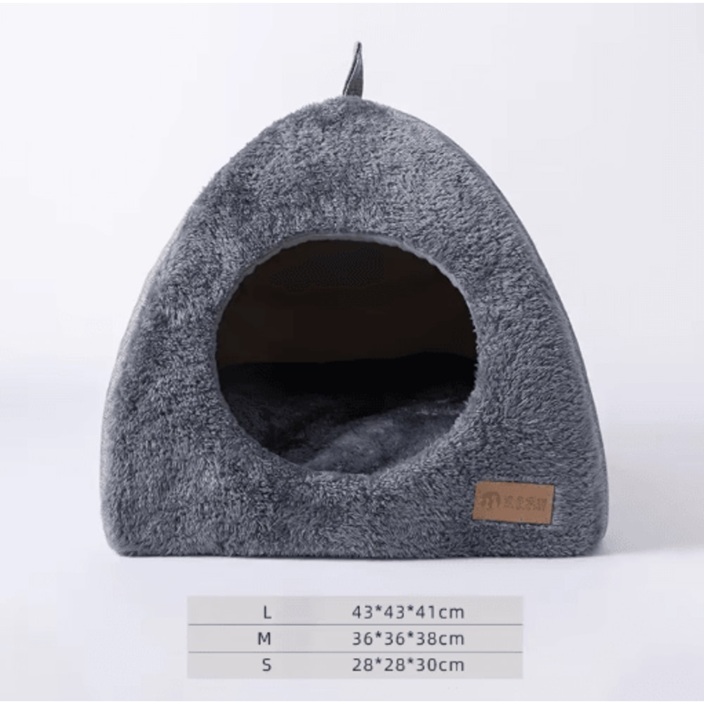 Triangle Cat Cave Bed Warm Enclosed Pet Nest For Deep Sleep Comfort 2