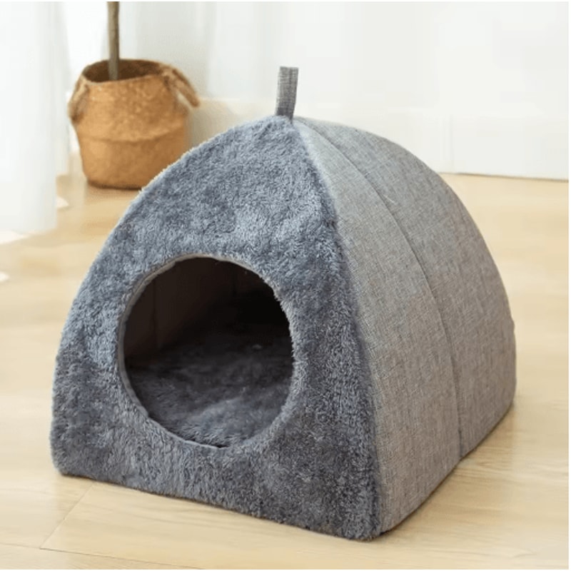 Triangle Cat Cave Bed Warm Enclosed Pet Nest For Deep Sleep Comfort 4
