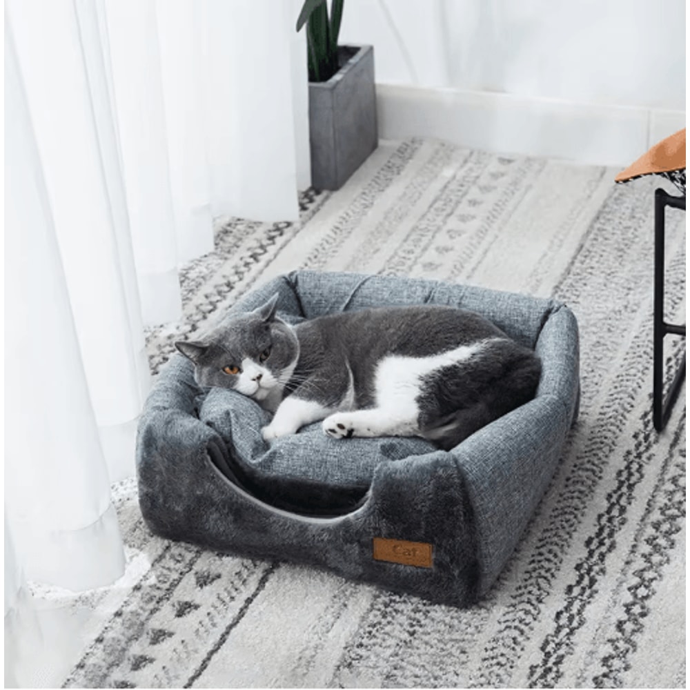 Triangle Cat Cave Bed Warm Enclosed Pet Nest For Deep Sleep Comfort 5
