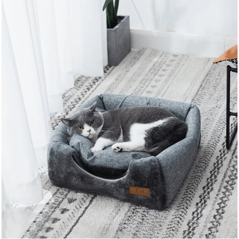 Triangle Cat Cave Bed Warm Enclosed Pet Nest For Deep Sleep Comfort 5