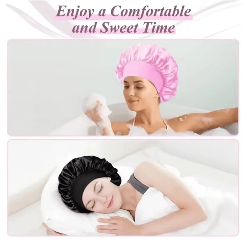 Silk Satin Hair Bonnet Large Satin Sleep Cap For Hair Protection Frizz Control 14