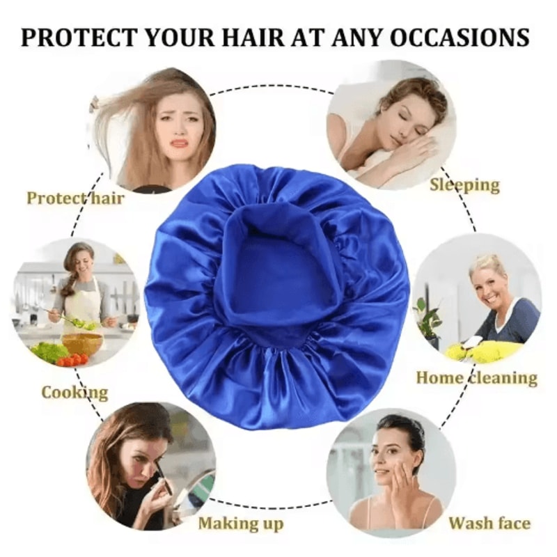 Silk Satin Hair Bonnet Large Satin Sleep Cap For Hair Protection Frizz Control 16