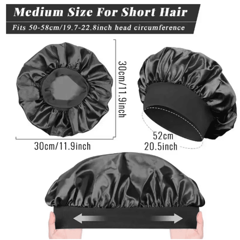 Silk Satin Hair Bonnet Large Satin Sleep Cap For Hair Protection Frizz Control 17