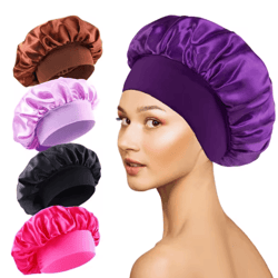 silk satin hair bonnet large satin sleep cap for hair protection & frizz control