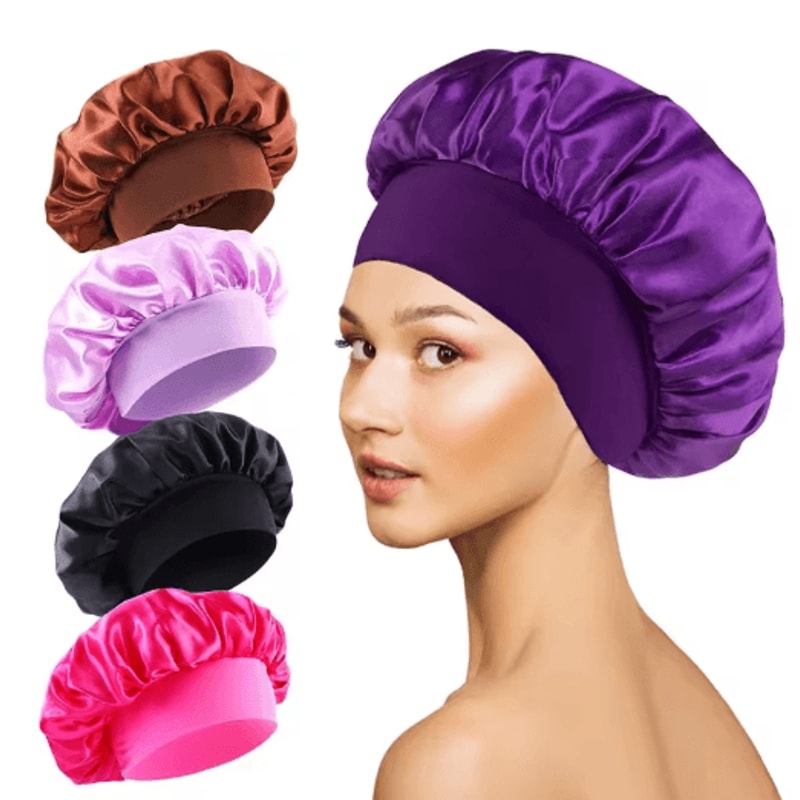Silk Satin Hair Bonnet Large Satin Sleep Cap For Hair Protection Frizz Control 0