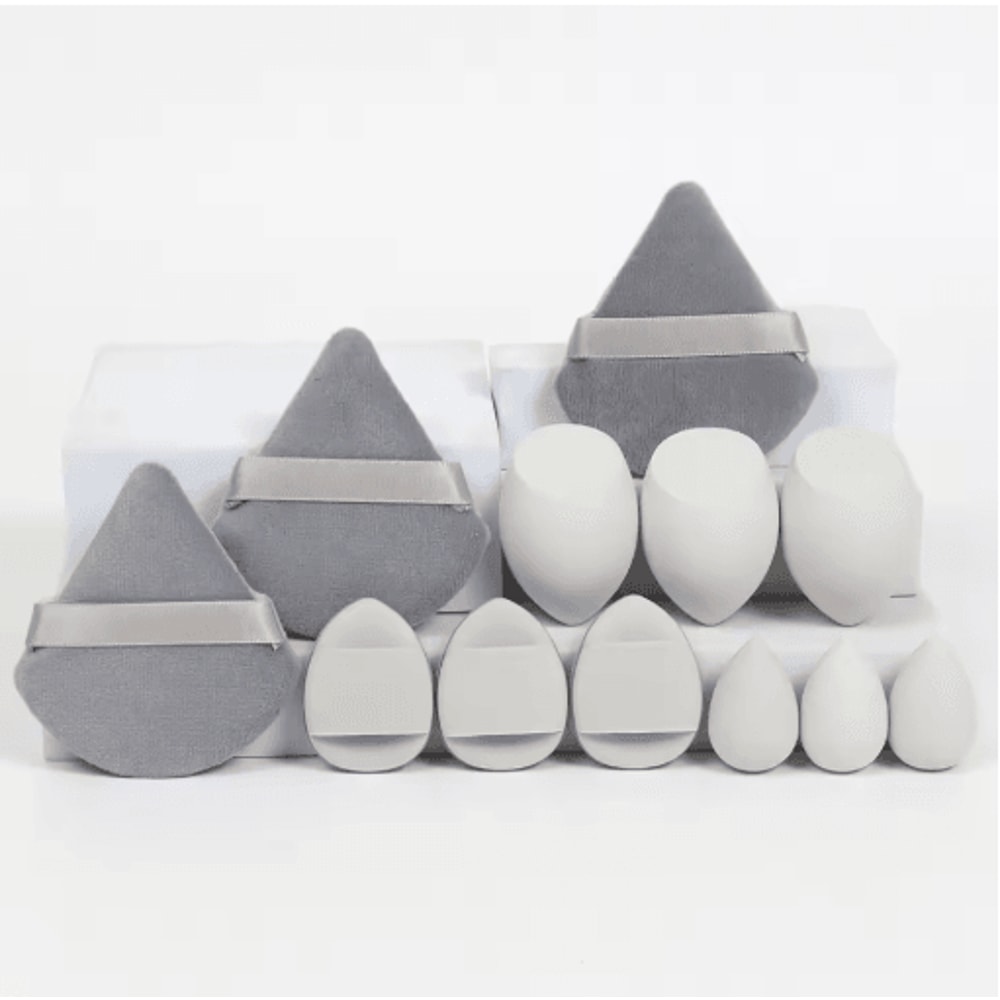 12Piece Makeup Sponge Powder Puff Set Beauty Blender Kit With Velvet Triangle Puffs 0