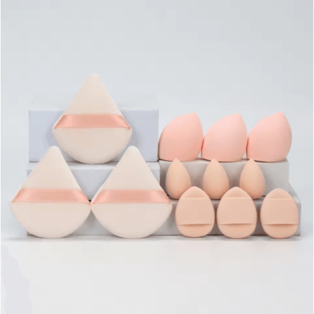 12Piece Makeup Sponge Powder Puff Set Beauty Blender Kit With Velvet Triangle Puffs 1