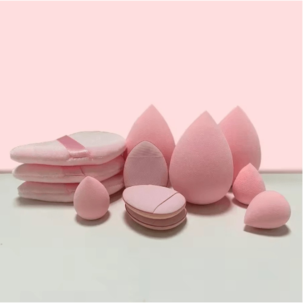 12Piece Makeup Sponge Powder Puff Set Beauty Blender Kit With Velvet Triangle Puffs 4