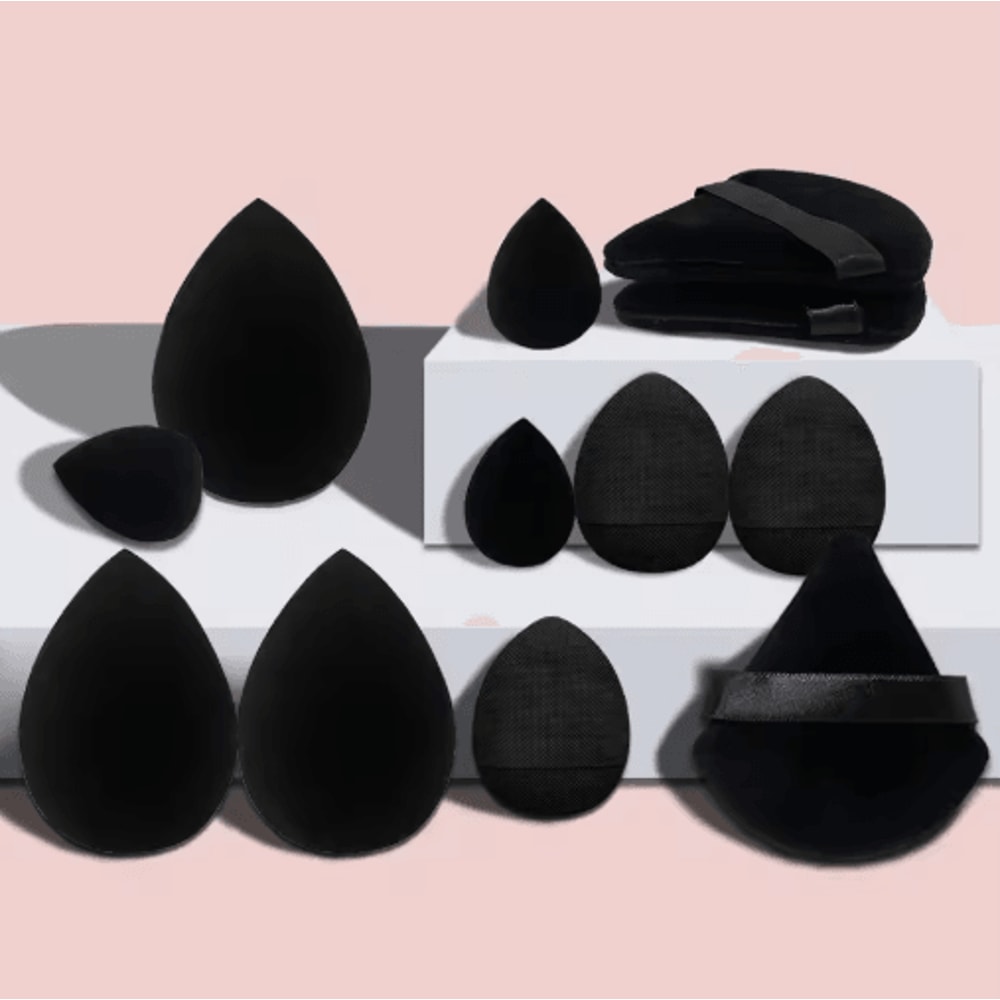 12Piece Makeup Sponge Powder Puff Set Beauty Blender Kit With Velvet Triangle Puffs 5
