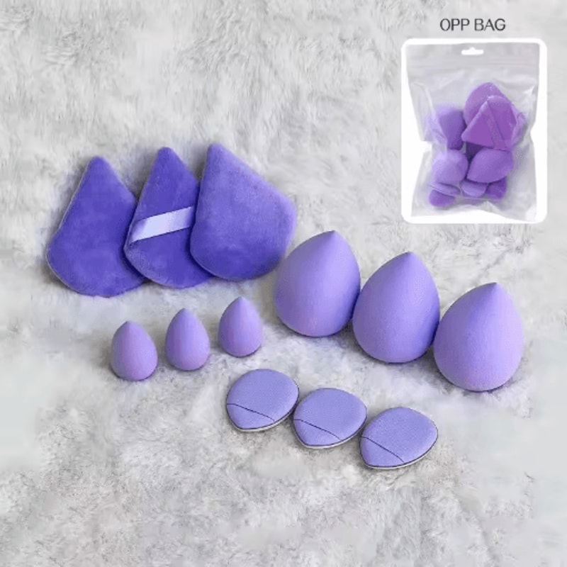 12Piece Makeup Sponge Powder Puff Set Beauty Blender Kit With Velvet Triangle Puffs 9