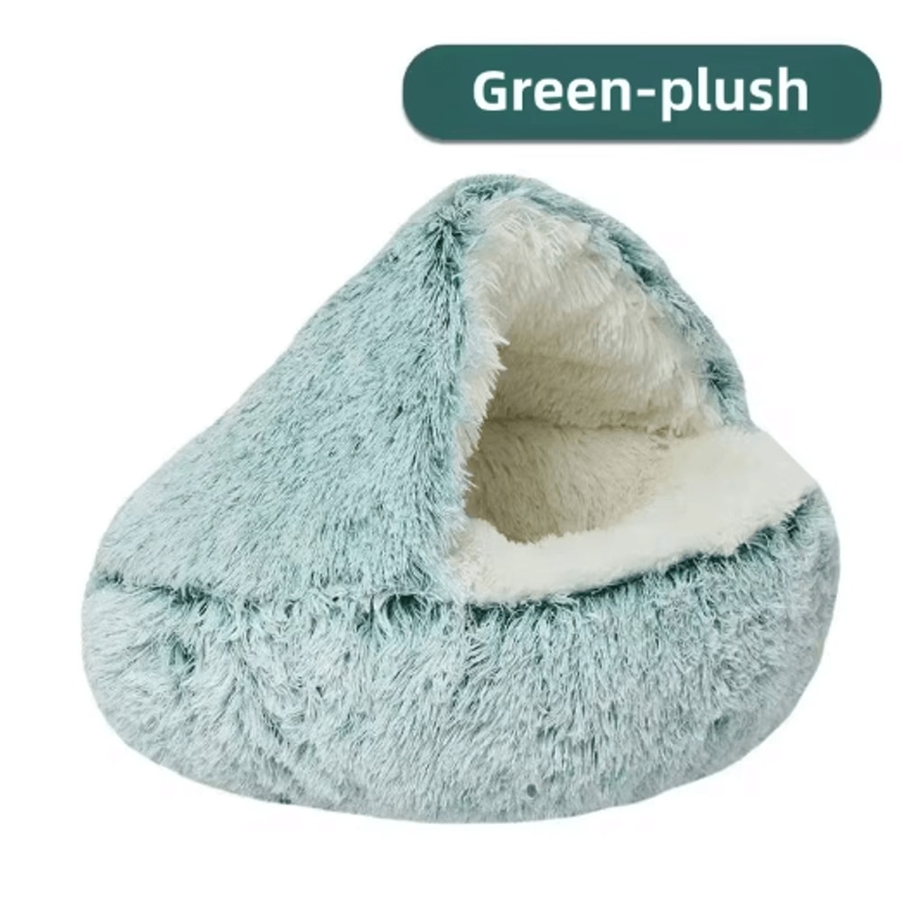 Plush SemiEnclosed Cat Bed Warm Winter Pet Nest For Cozy Comfort 1