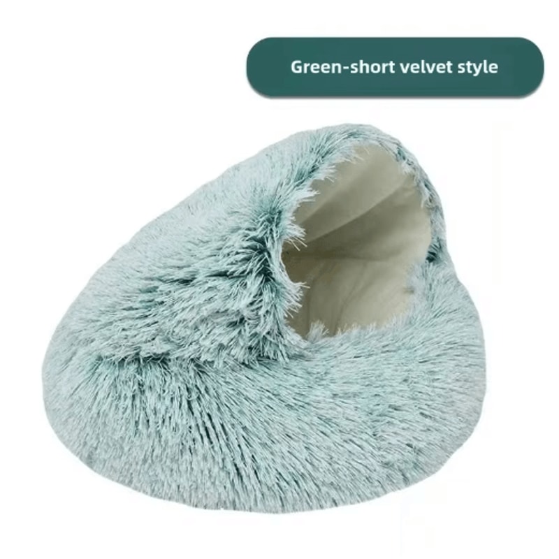 Plush SemiEnclosed Cat Bed Warm Winter Pet Nest For Cozy Comfort 2