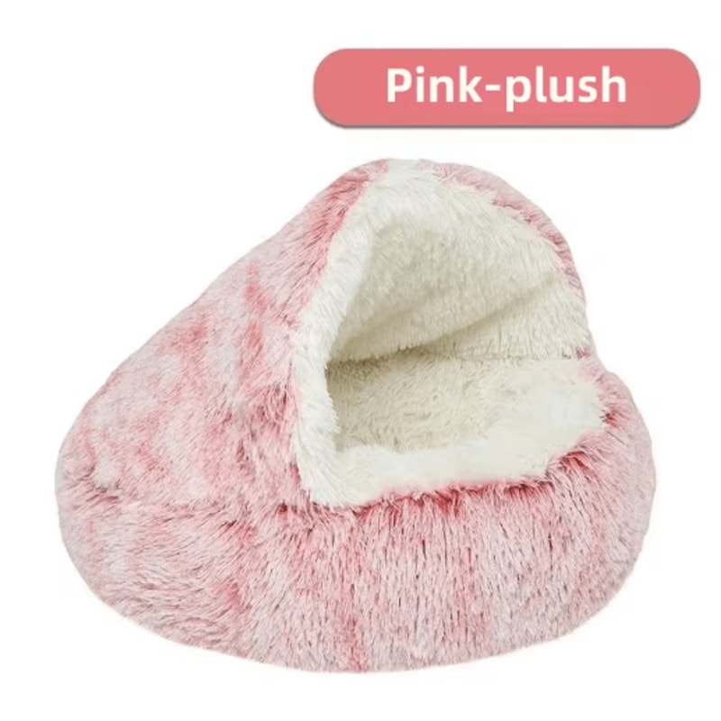 Plush SemiEnclosed Cat Bed Warm Winter Pet Nest For Cozy Comfort 4