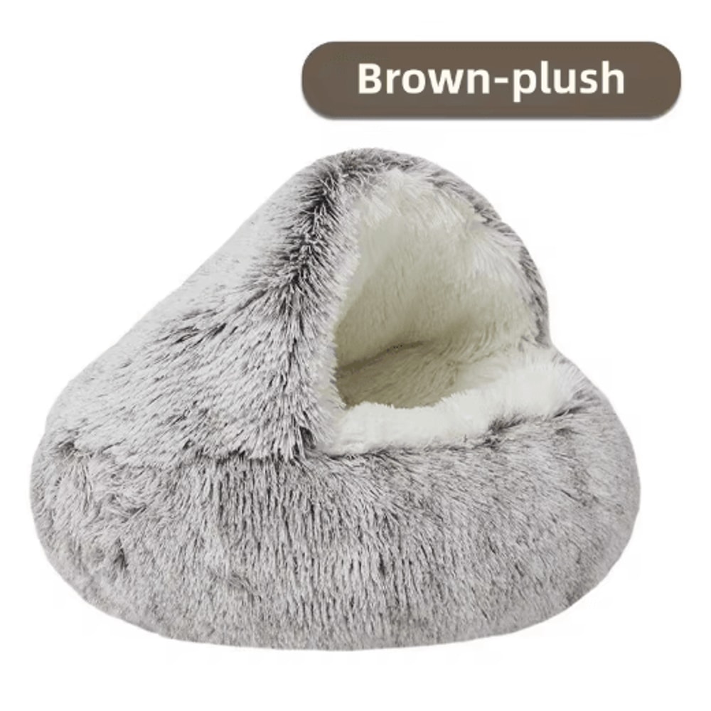 Plush SemiEnclosed Cat Bed Warm Winter Pet Nest For Cozy Comfort 6
