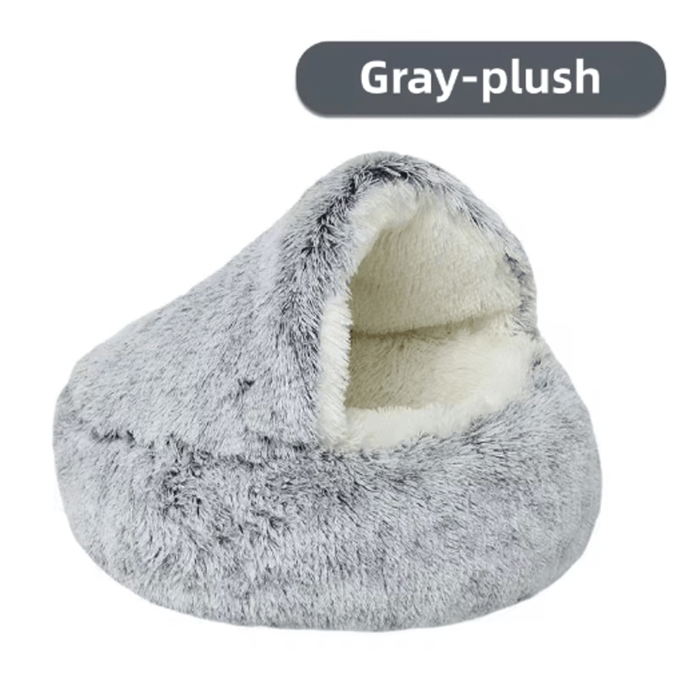 Plush SemiEnclosed Cat Bed Warm Winter Pet Nest For Cozy Comfort 8
