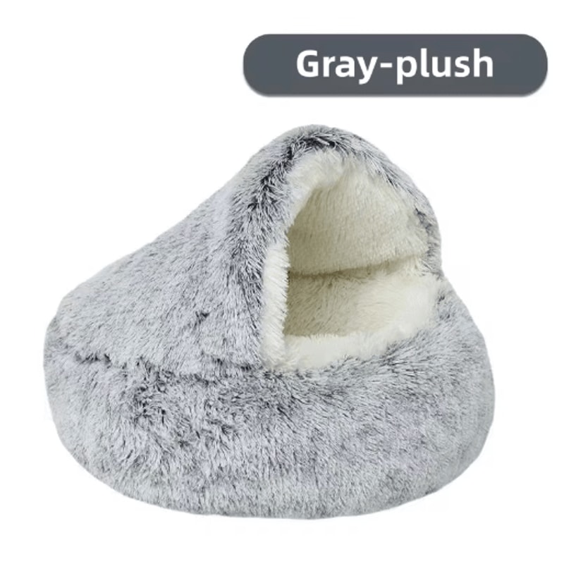 Plush SemiEnclosed Cat Bed Warm Winter Pet Nest For Cozy Comfort 8