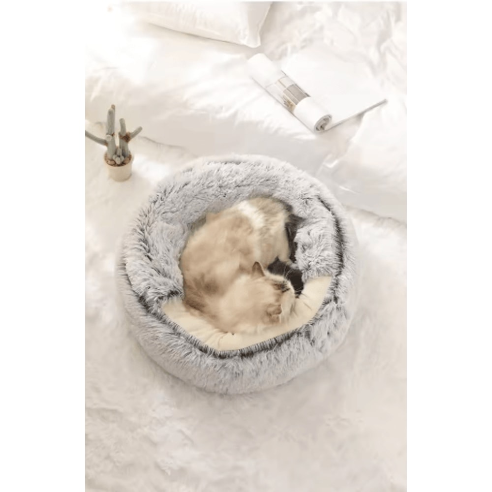 Plush SemiEnclosed Cat Bed Warm Winter Pet Nest For Cozy Comfort 12