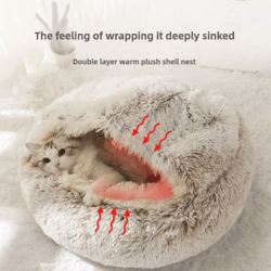 plush semi-enclosed cat bed warm winter pet nest for cozy comfort