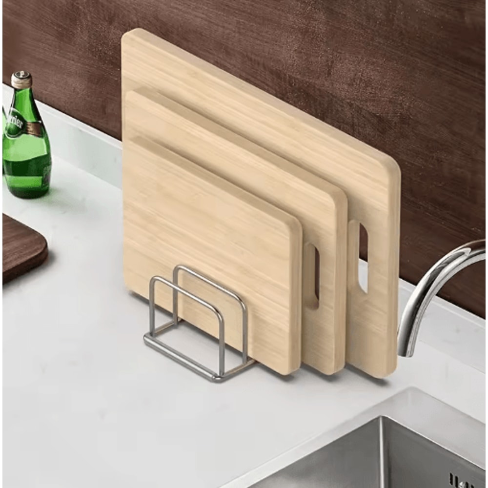 Stainless Steel Pot Lid Cutting Board Organizer Space Saving Kitchen Rack 5