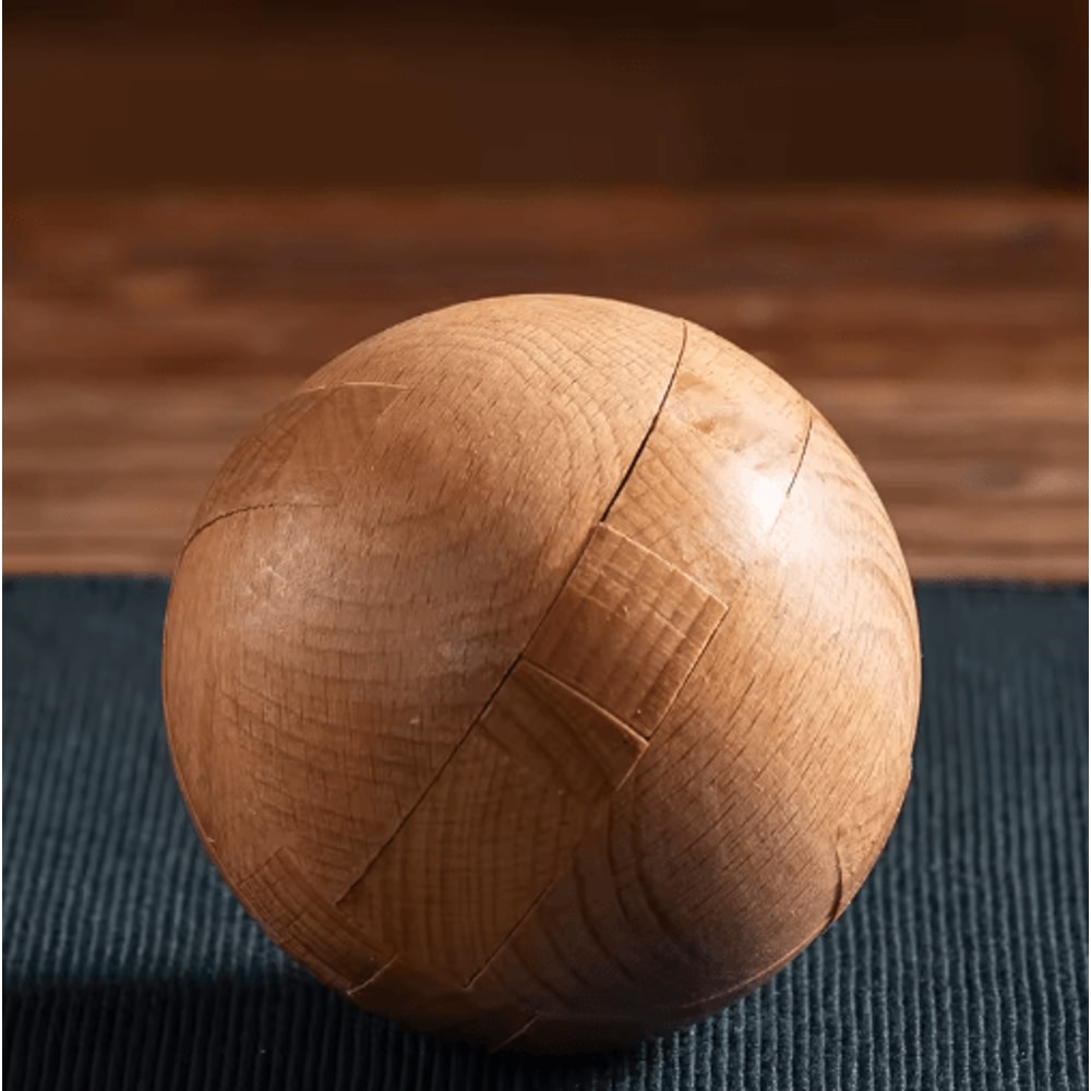 Wooden Kongming Lock Puzzle 3D Sphere Brain Teaser For Kids Adults 0