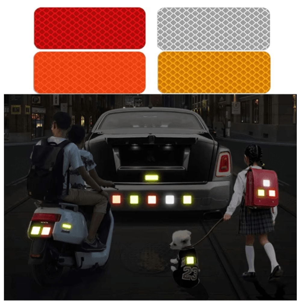 Reflective Car Safety Stickers 10PCS High Visibility Bumper Warning Strips 10