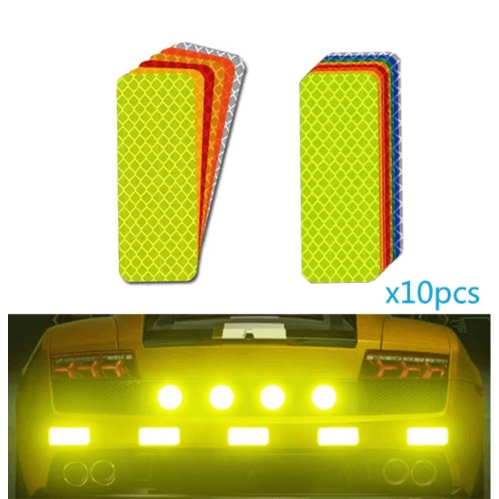 Reflective Car Safety Stickers 10PCS High Visibility Bumper Warning Strips 0