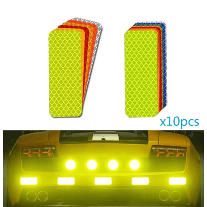 Reflective Car Safety Stickers 10PCS High Visibility Bumper Warning Strips 0