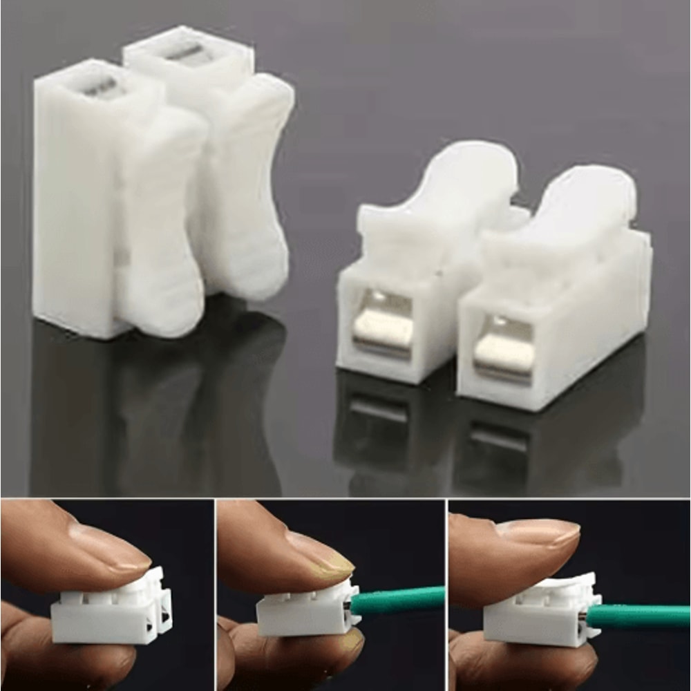 20PCS Quick Wire Connector 2 Pin Spring Clamp No Solder Terminal Block 6