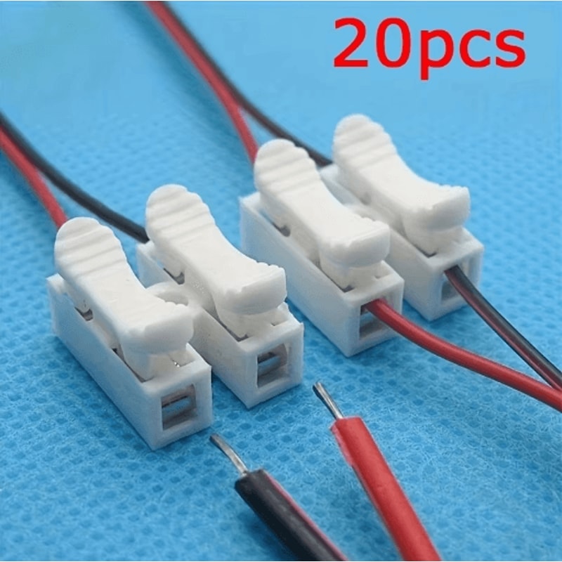 20PCS Quick Wire Connector 2 Pin Spring Clamp No Solder Terminal Block 0