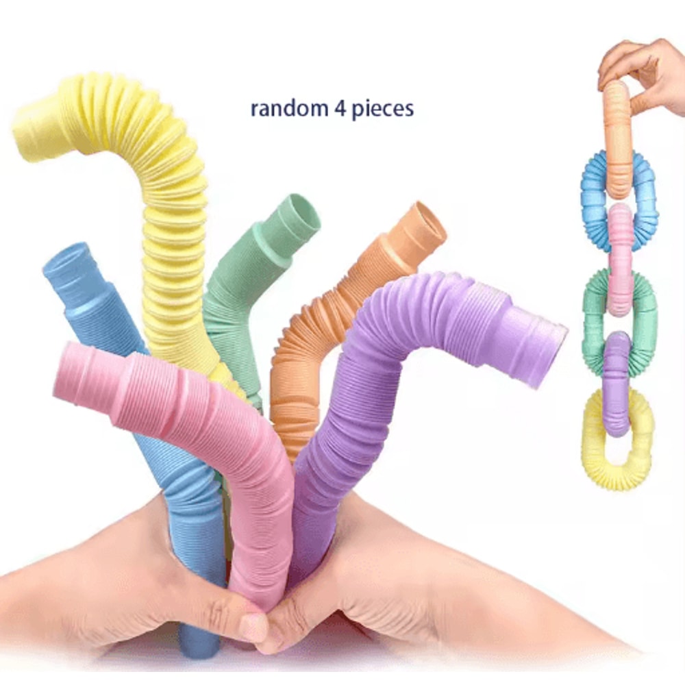 4 Pack Mini Pop Tube Fidget Toy Set For Sensory Play Stress Relief Creative Building 3