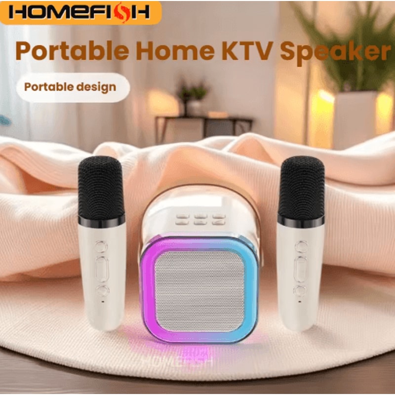 HOMEFISH K12 Portable Karaoke Machine With Wireless Microphones Bluetooth Speaker System 10