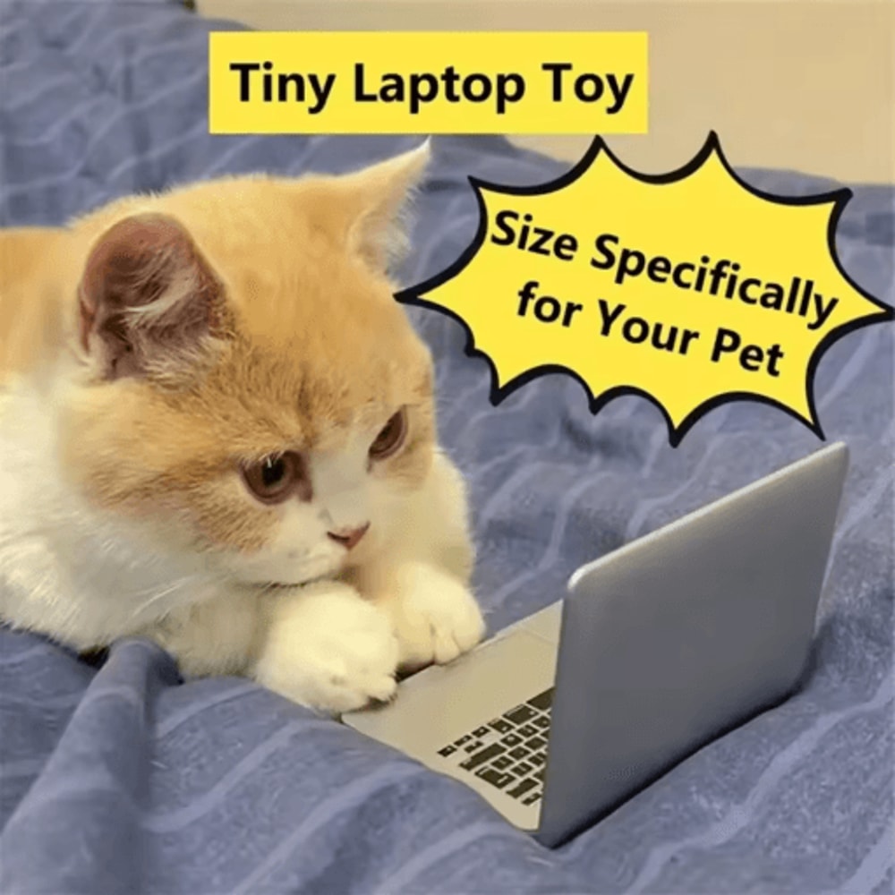 Mini Cat Laptop Toy Mirror Interactive Dollhouse Computer For Kittens 0