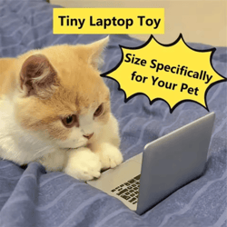 mini cat laptop toy mirror interactive dollhouse computer for kittens