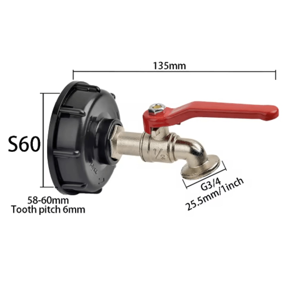 IBC Tank Tap Adapter S60x6 With 16mm Quick Connect Brass Valve For Garden Home Use 3