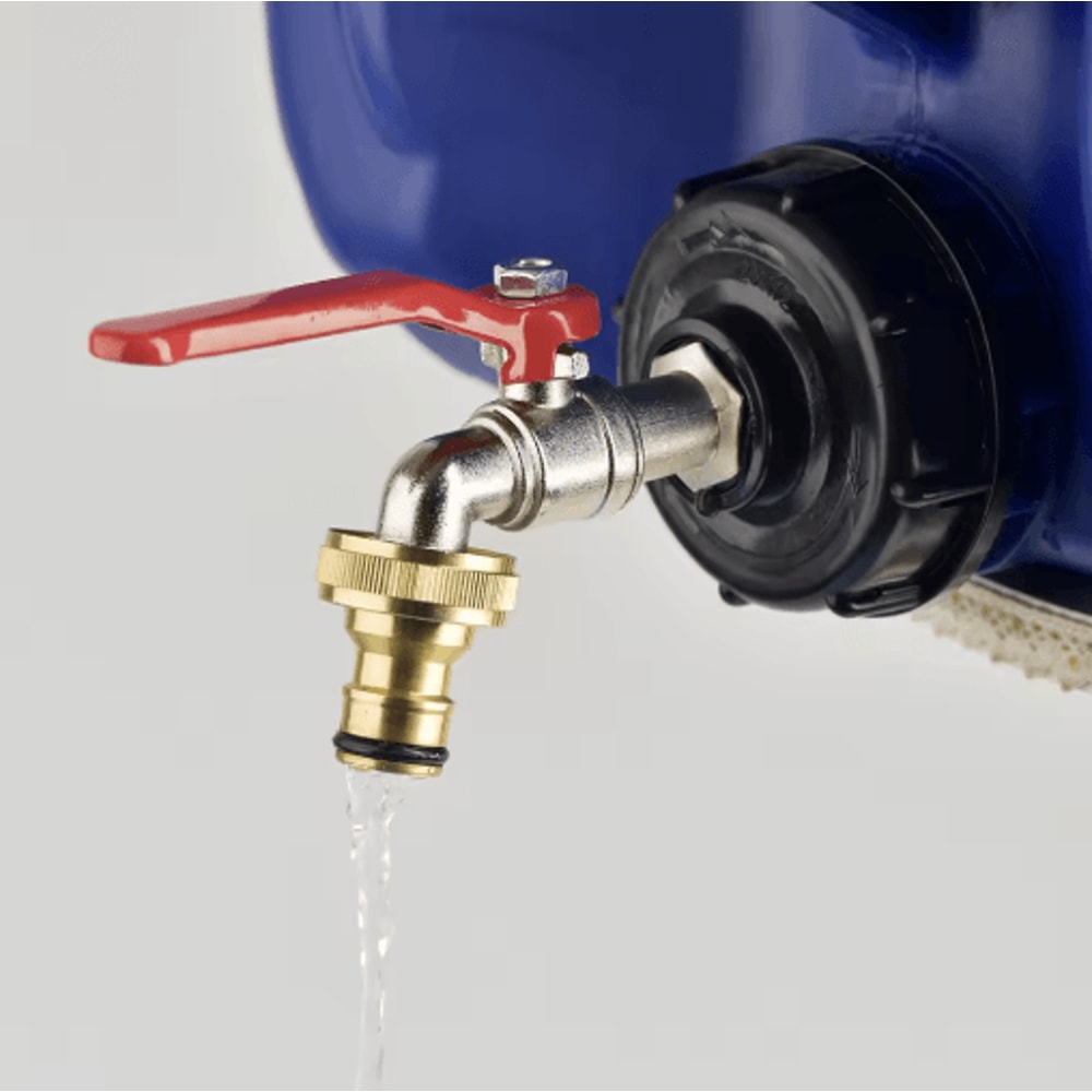 IBC Tank Tap Adapter S60x6 With 16mm Quick Connect Brass Valve For Garden Home Use 5