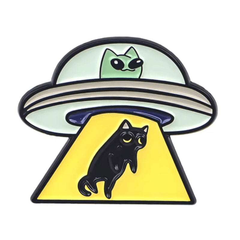 UFO Alien Black Cat Enamel Pin Brooch For Bags Jackets Cosplay 1