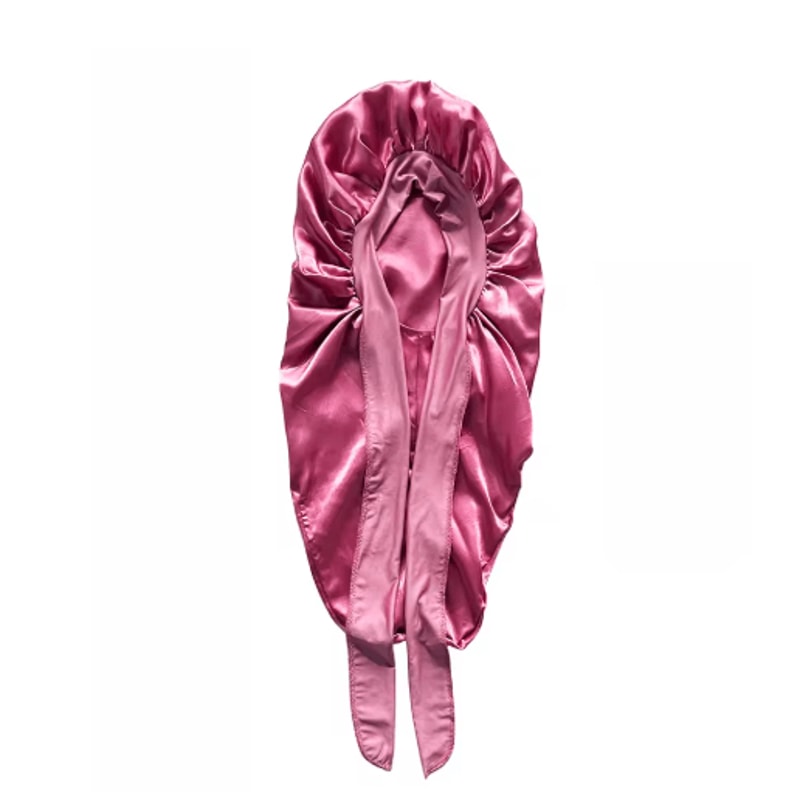 SilkEase Long Satin Bonnet Elastic Headband Set For Overnight Hair Protection 1