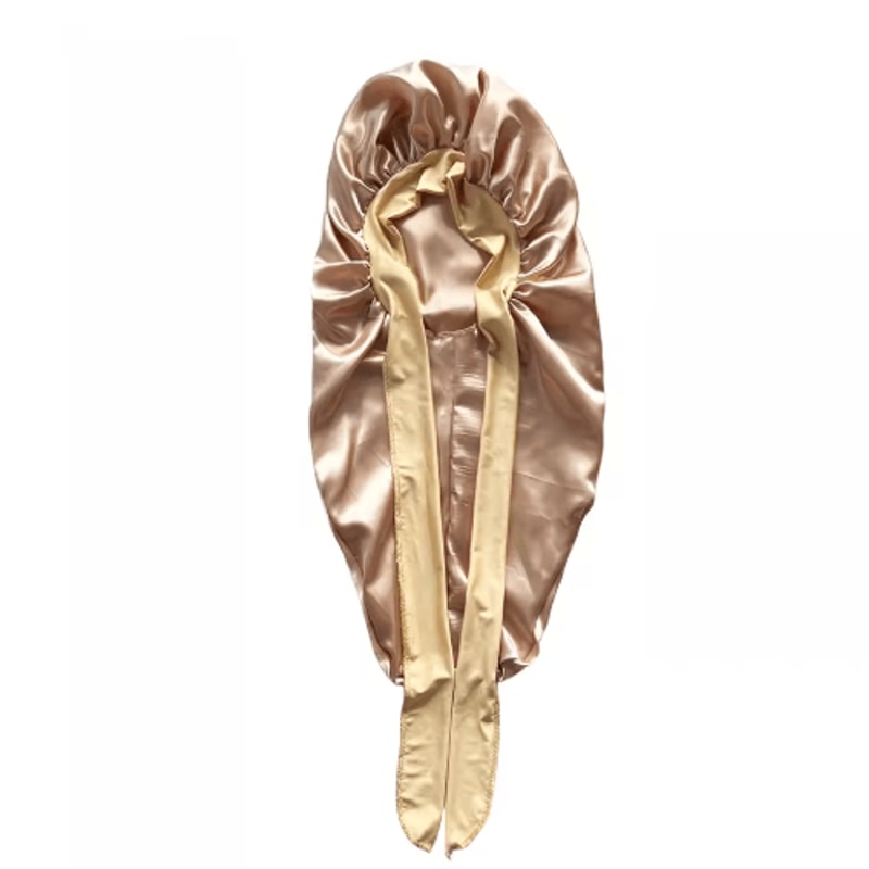 SilkEase Long Satin Bonnet Elastic Headband Set For Overnight Hair Protection 2