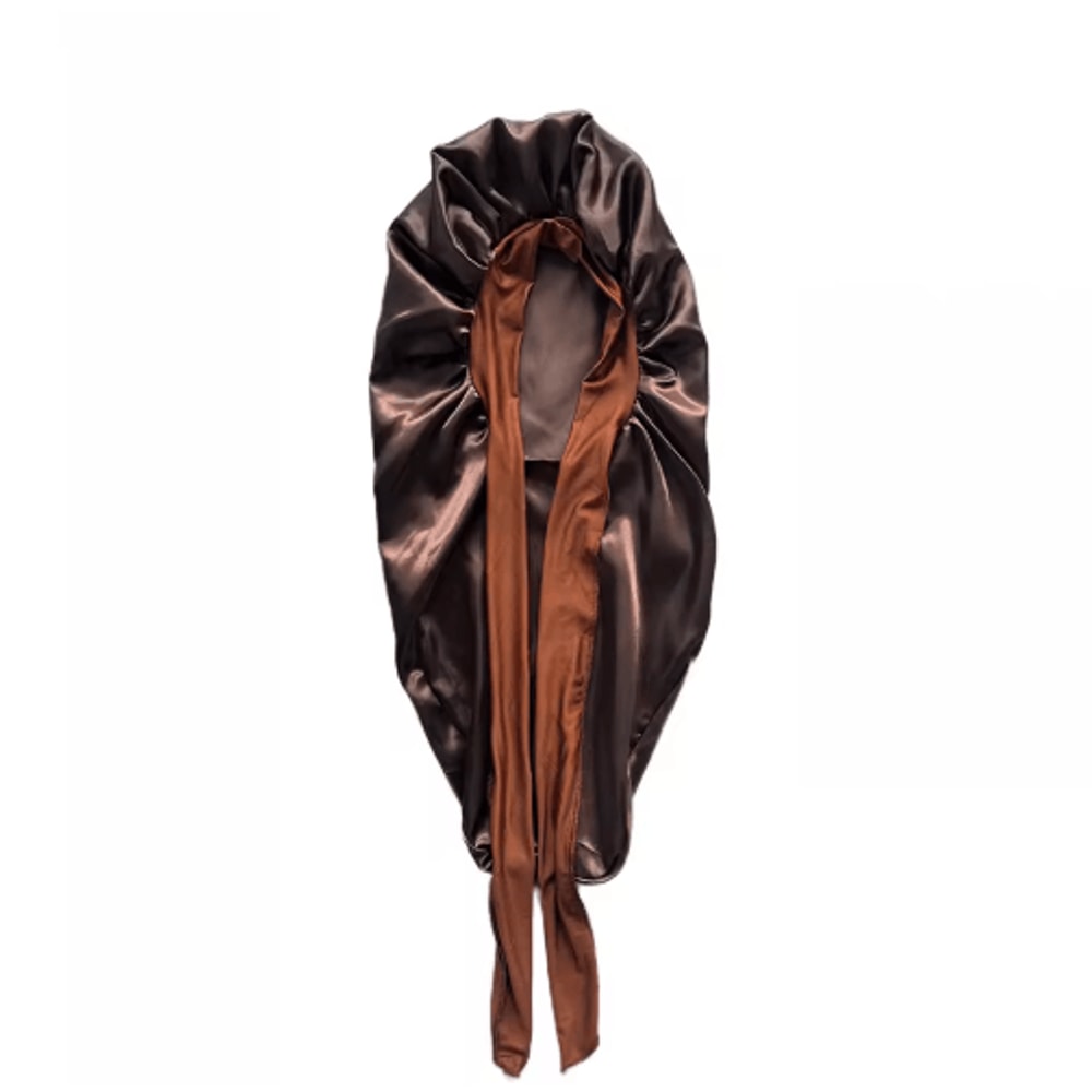 SilkEase Long Satin Bonnet Elastic Headband Set For Overnight Hair Protection 4