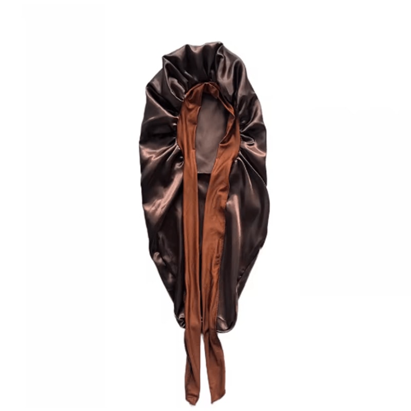 SilkEase Long Satin Bonnet Elastic Headband Set For Overnight Hair Protection 4