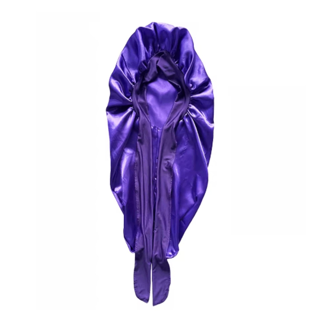 SilkEase Long Satin Bonnet Elastic Headband Set For Overnight Hair Protection 5