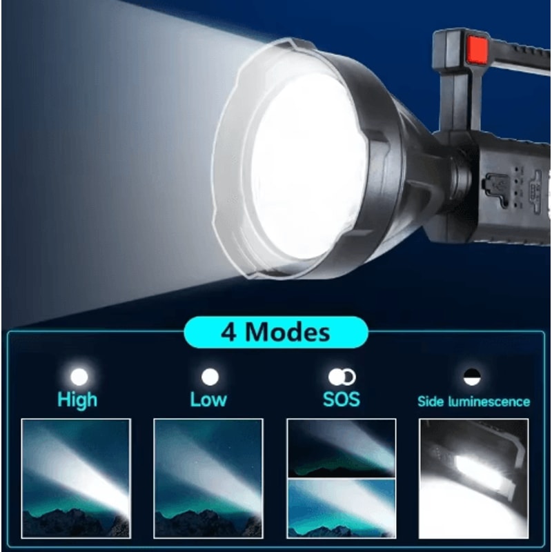 UltraBeam Rechargeable LED Flashlight High Power Waterproof Spotlight For Outdoor Emergency Use 6