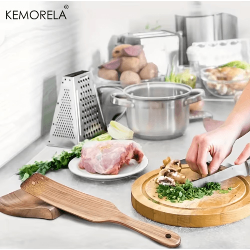 KemoRela Wooden Spoon Rest Utensil Holder HeatResistant Kitchen Tool Organizer 0