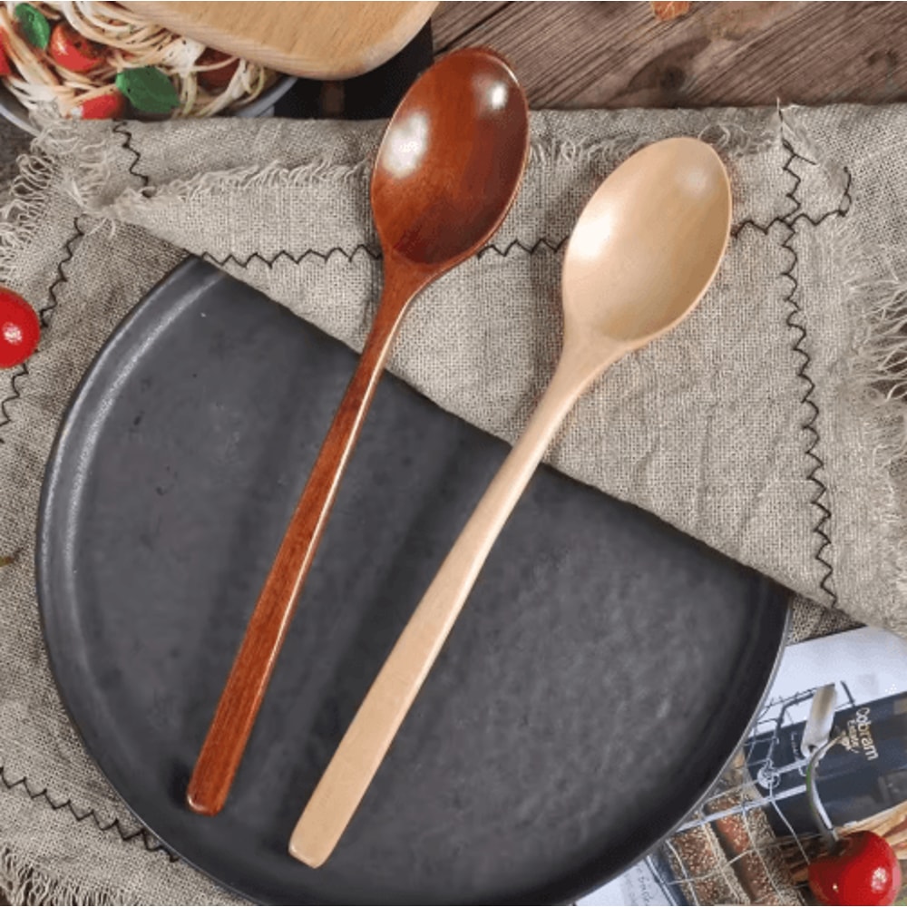 PureWood Kitchen Spoon Set Natural Wooden Cooking Serving Utensils 6