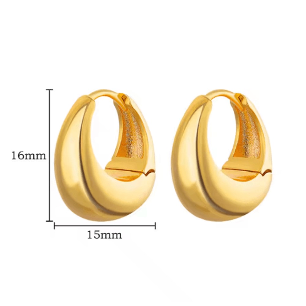 LuxeDrop Chunky Gold Hoop Earrings Stainless Steel Water Drop Statement Jewelry 2