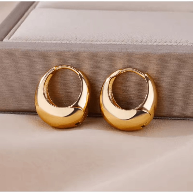 LuxeDrop Chunky Gold Hoop Earrings Stainless Steel Water Drop Statement Jewelry 3