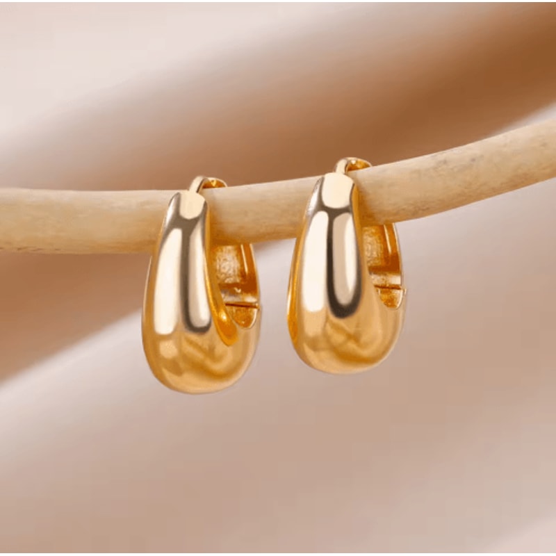 LuxeDrop Chunky Gold Hoop Earrings Stainless Steel Water Drop Statement Jewelry 4