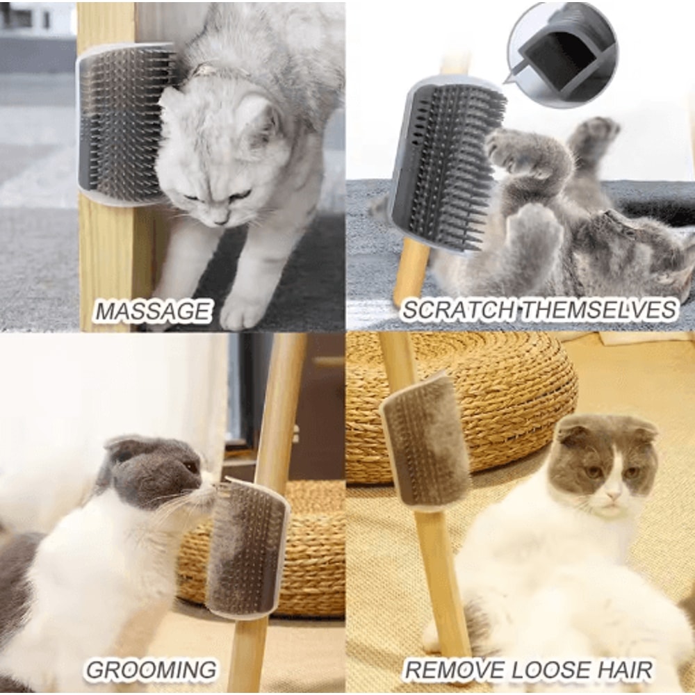 PurrClean Corner Cat Brush SelfGrooming Massage Hair Removal Scratcher 9