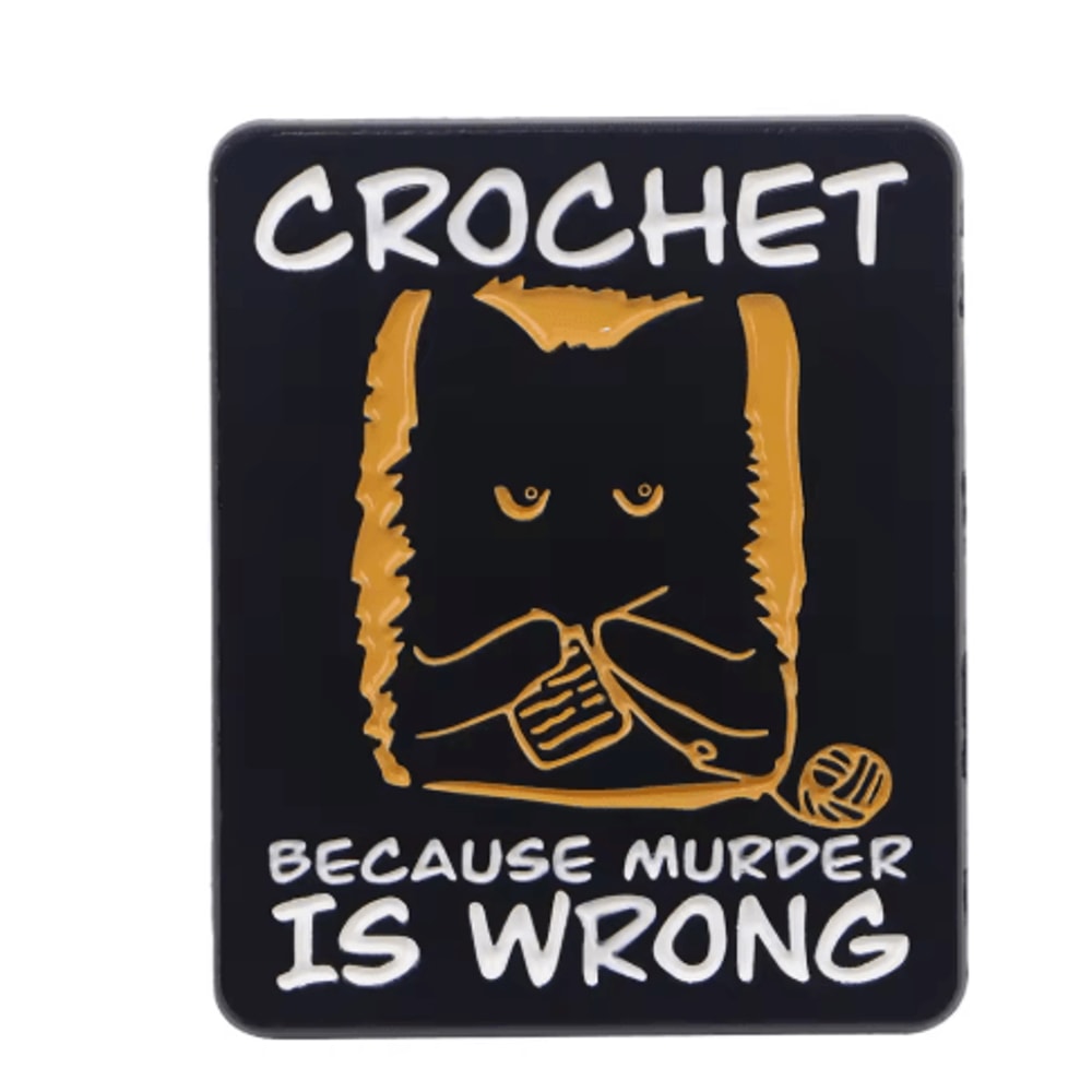 Midnight Paws Black Cat Enamel Pin Cute CrochetStyle Lapel Brooch 1